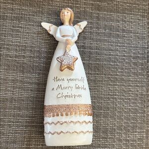 Christmas Angel Figurine with Star 8.5” resin